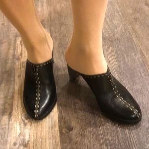 M by Marinelli Black Leather Mules